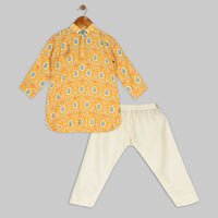 Yellow Printed Muslin Kurta with Pants