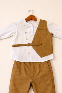 Brown Pinstripe 3 piece Semi Formal Set