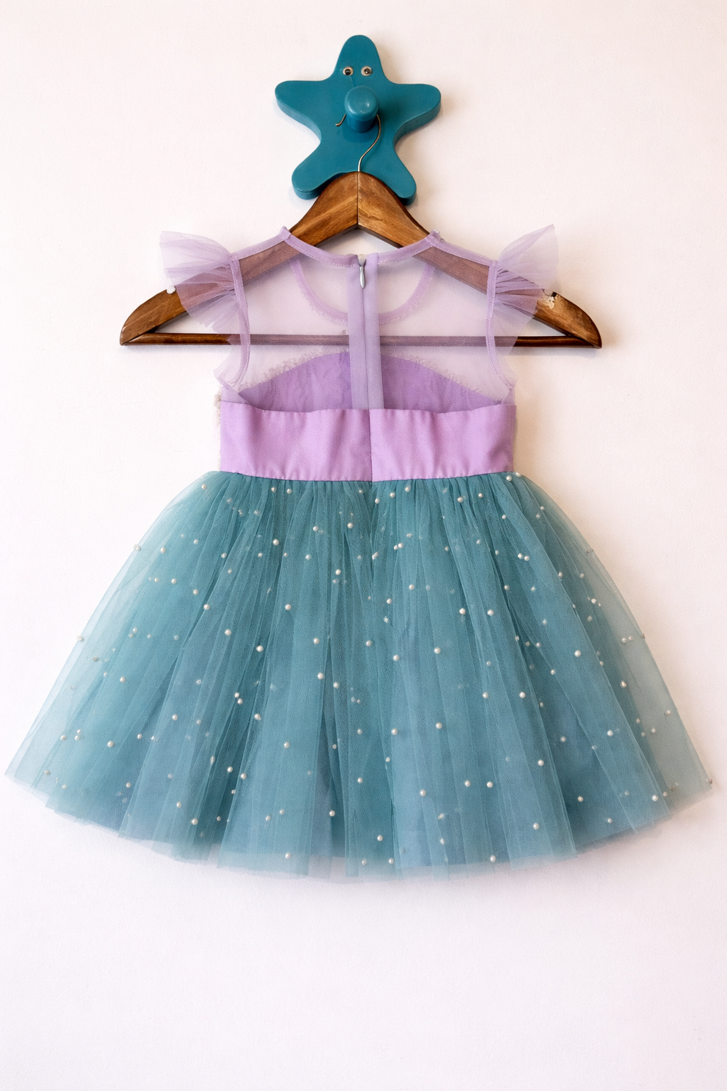 Lavender-Blue Pearl Birthday Frock