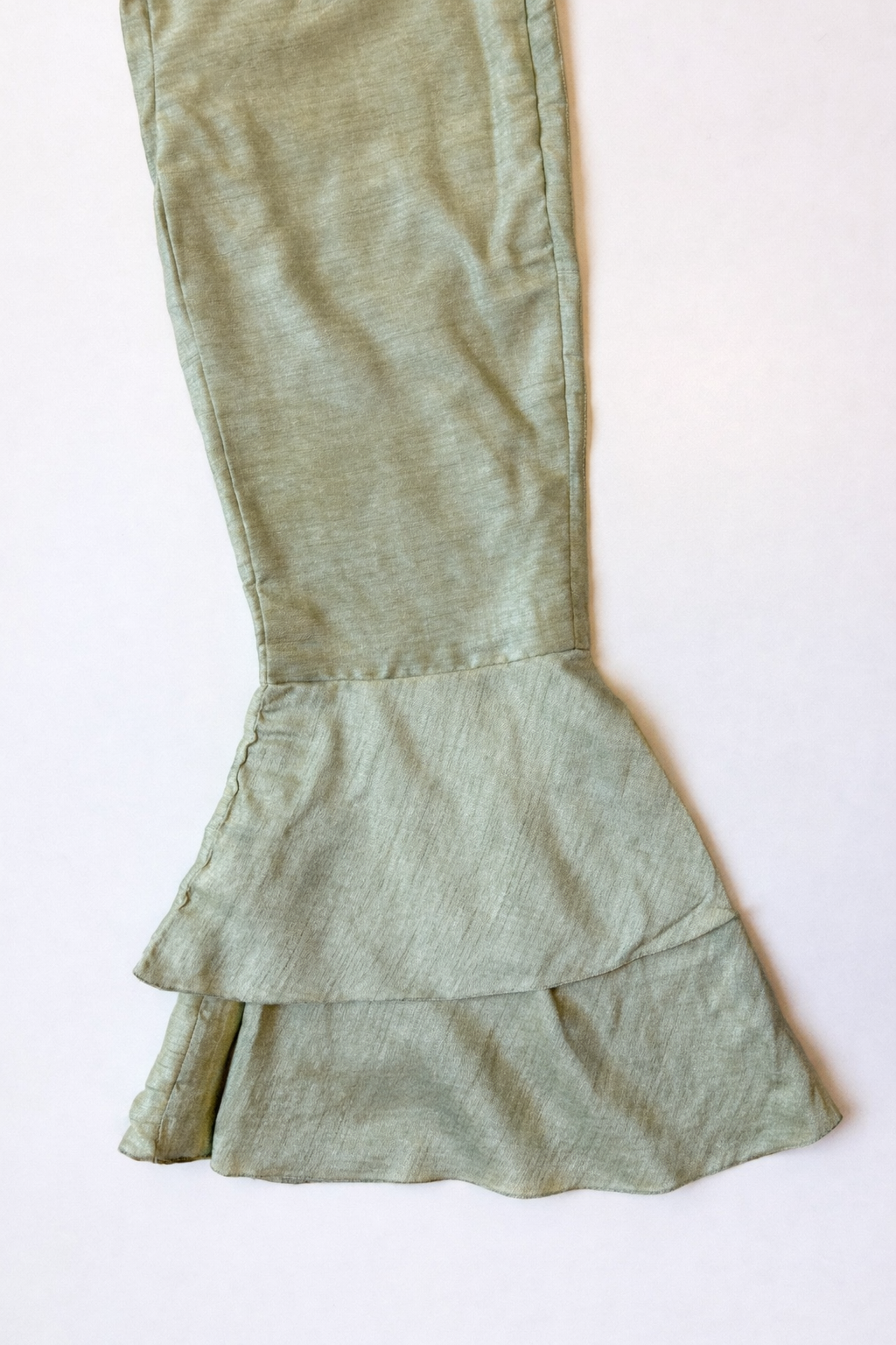 Sage Green Halter Embroidered Blouse with Flared Pants & Crossbody Bag