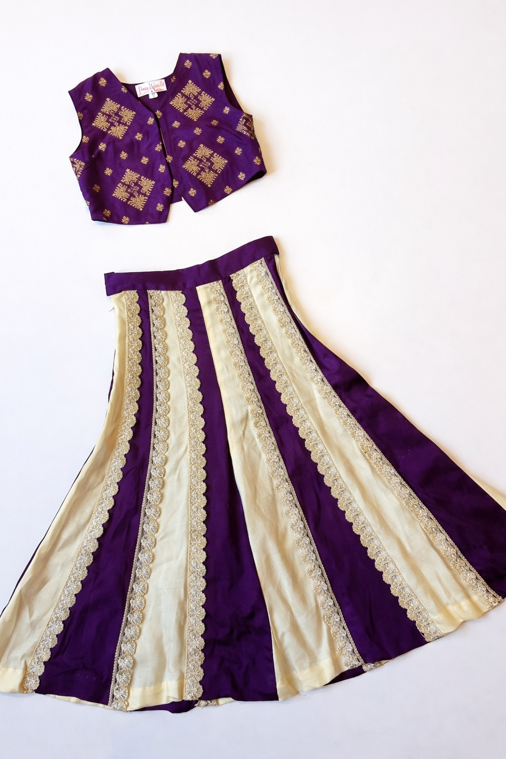 Purple Brocade Embroidered Waistcoat with Kali Pants