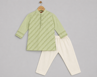 Olive Green Frill Textured Kurta Set