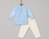 Powder Blue Frill Textured Kurta Set