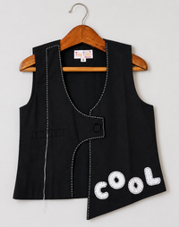 Black Waistcoat with Cool Applique