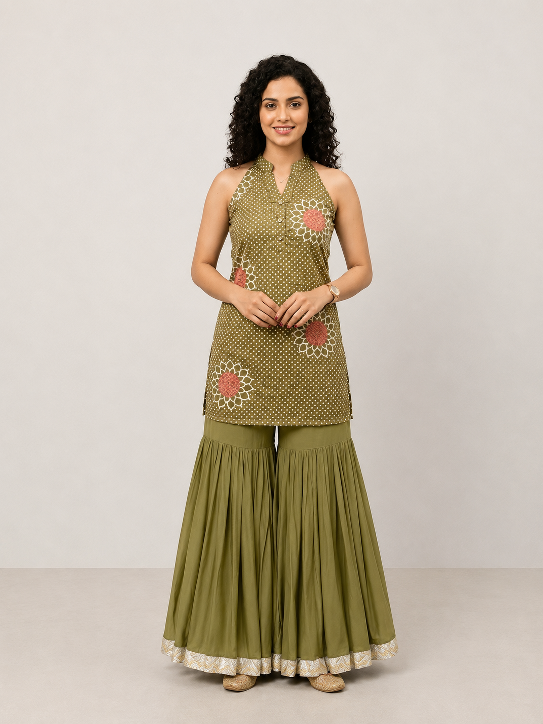 Green Bandhani Set