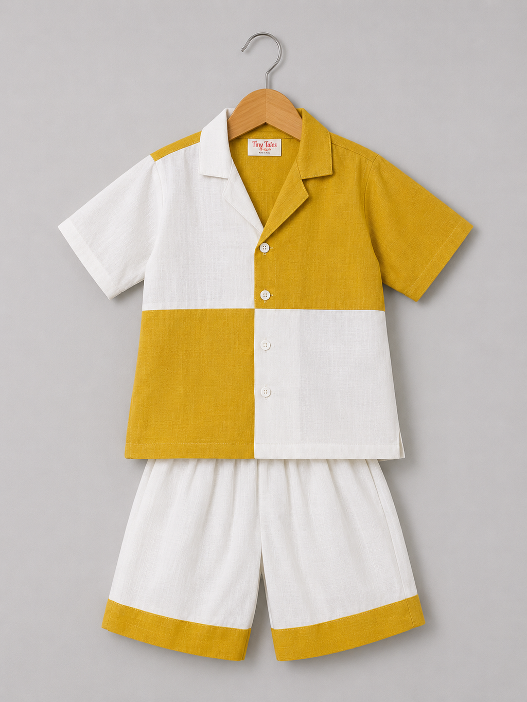 Yellow-White Block Co-ord Set
