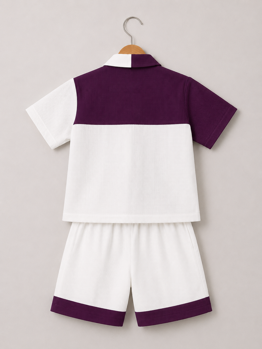 Purple-White Block Co-ord Set