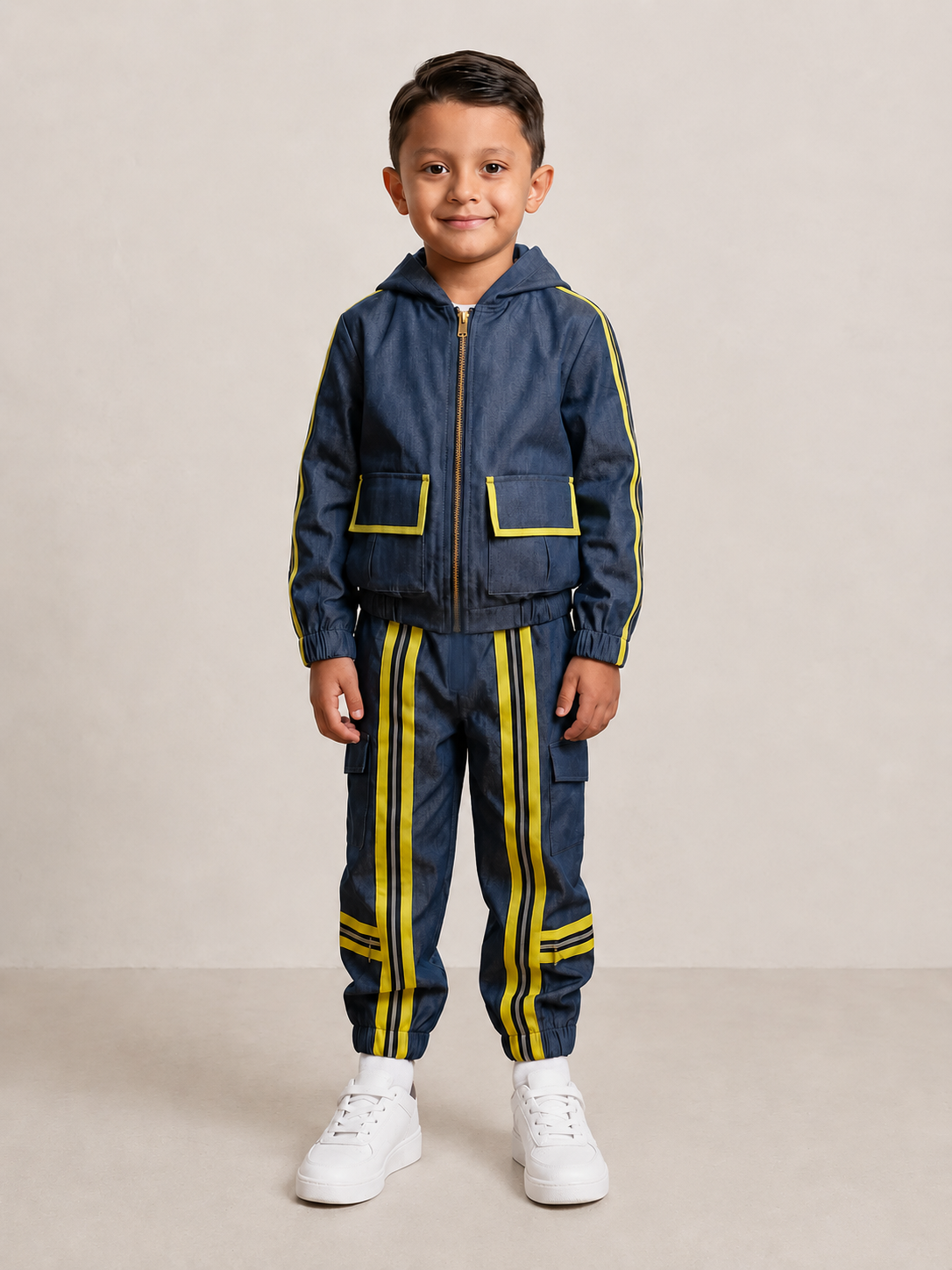 Denim Co-ord Set with Neon Piping