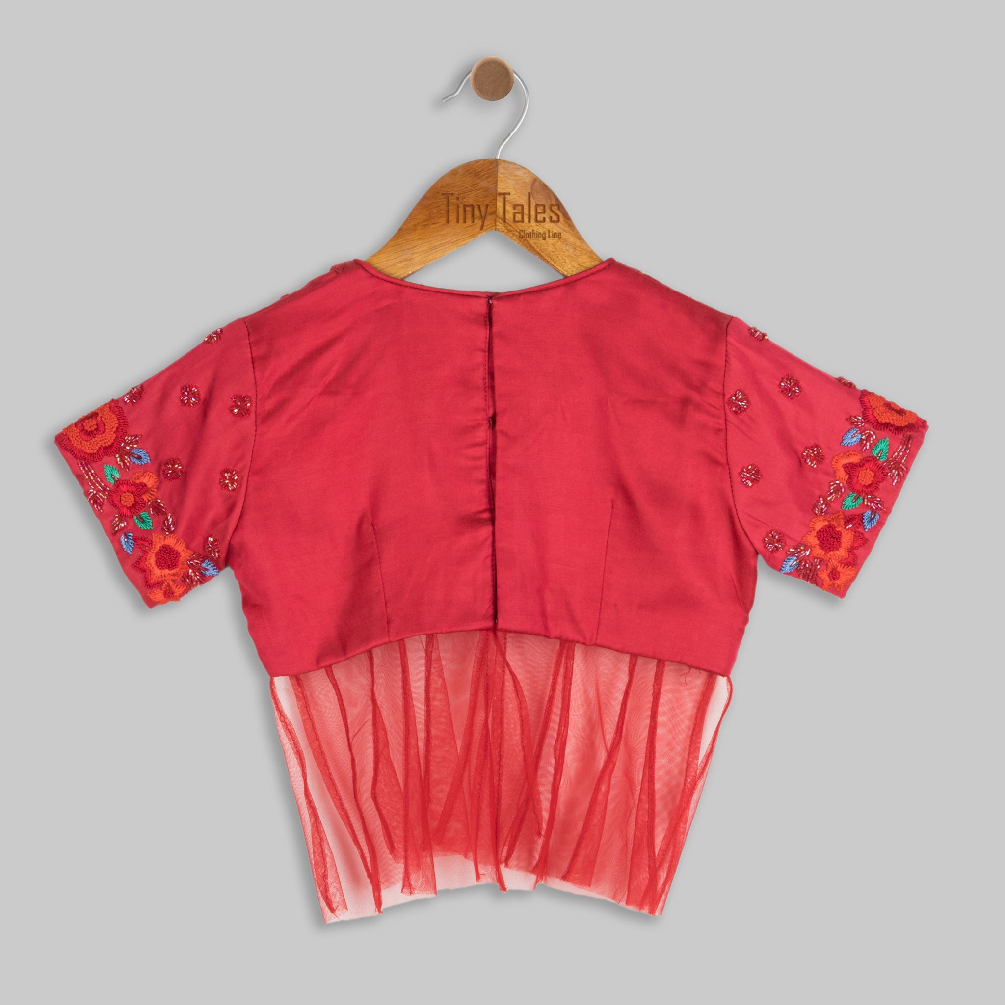 Red Peter Pan Collared Lehenga Set