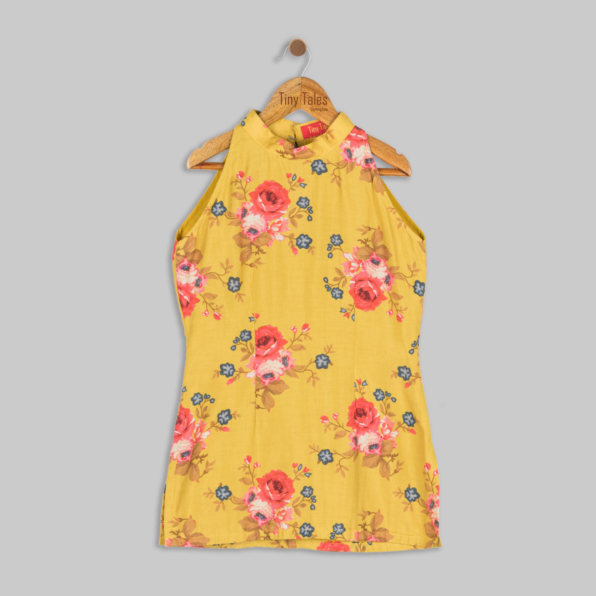 Mustard Printed Sharara Set with Potli Bag - 2 Yrs
