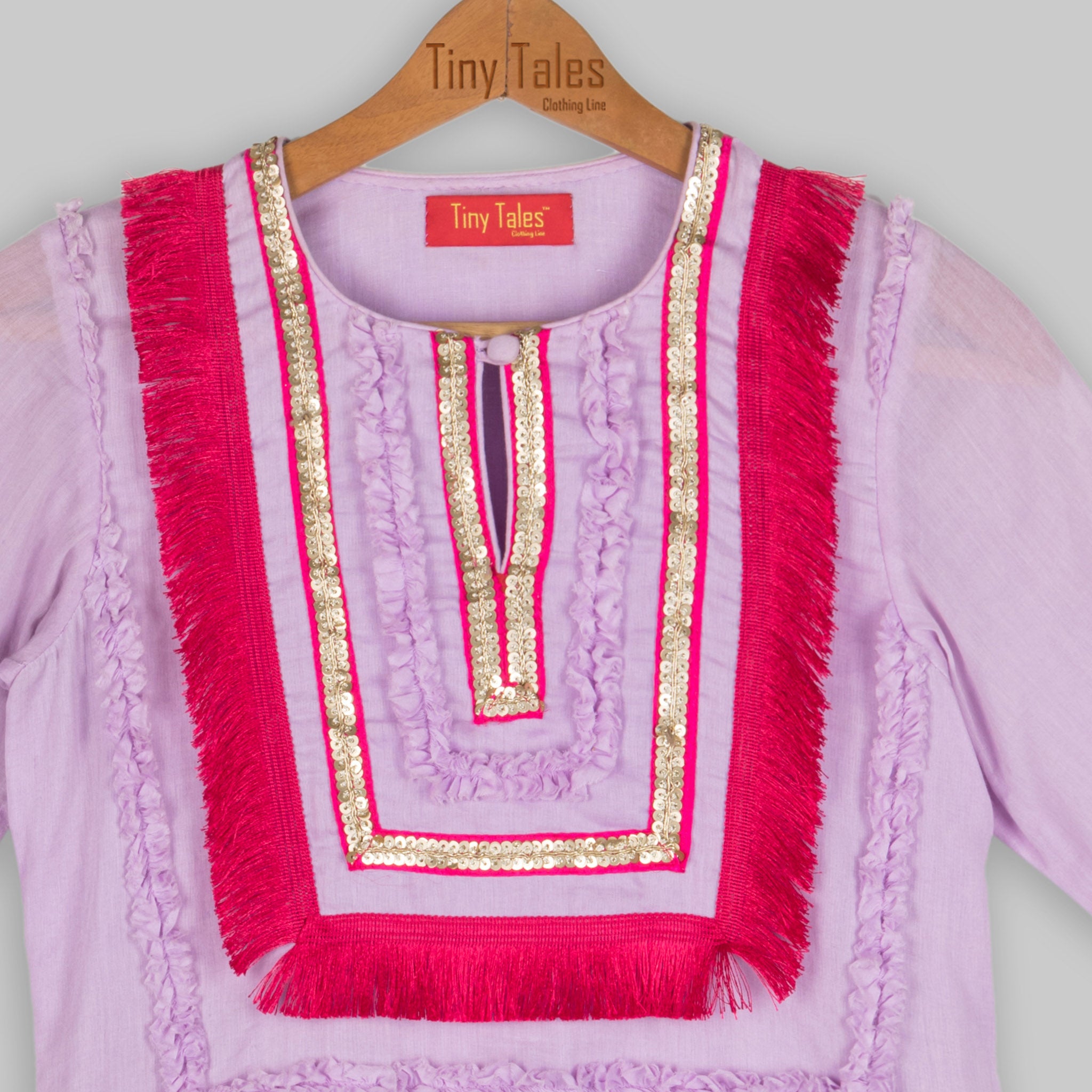 Lilac Kurta with Pink Dhoti Skirt