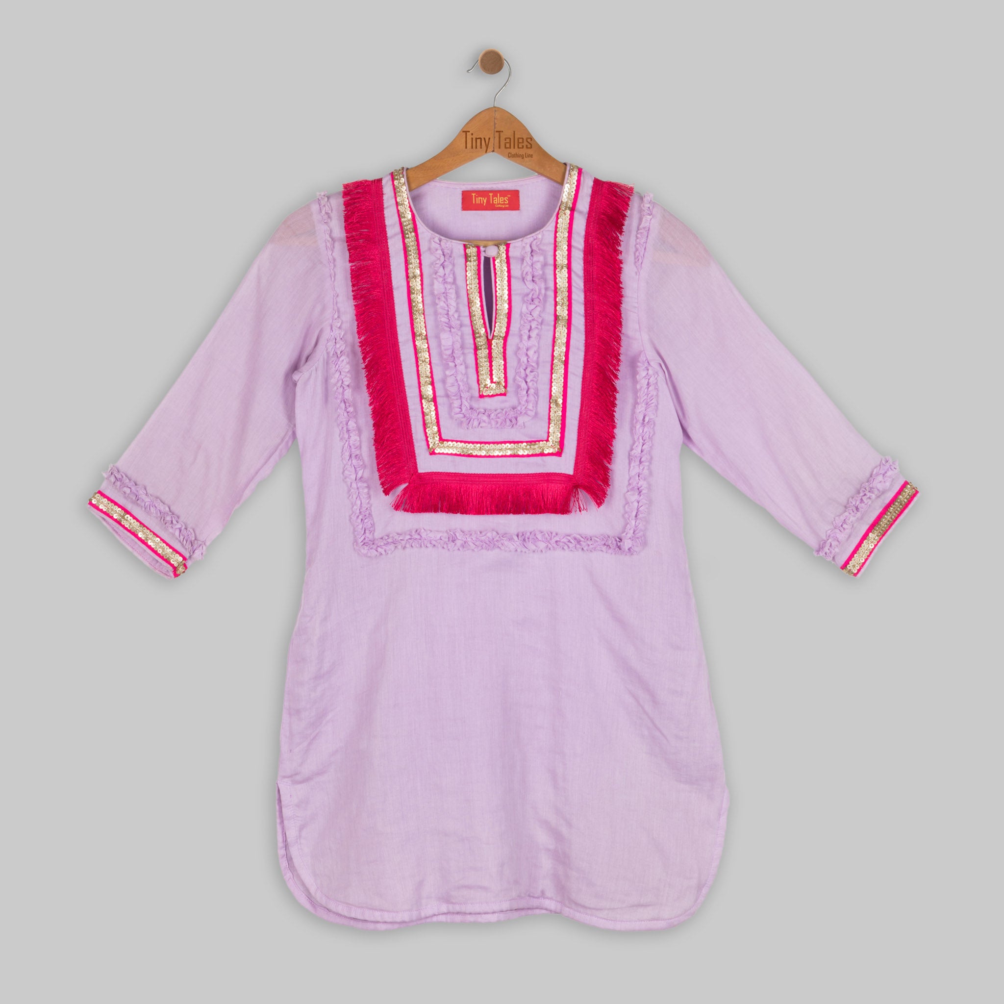 Lilac Kurta with Pink Dhoti Skirt - 10 Yrs