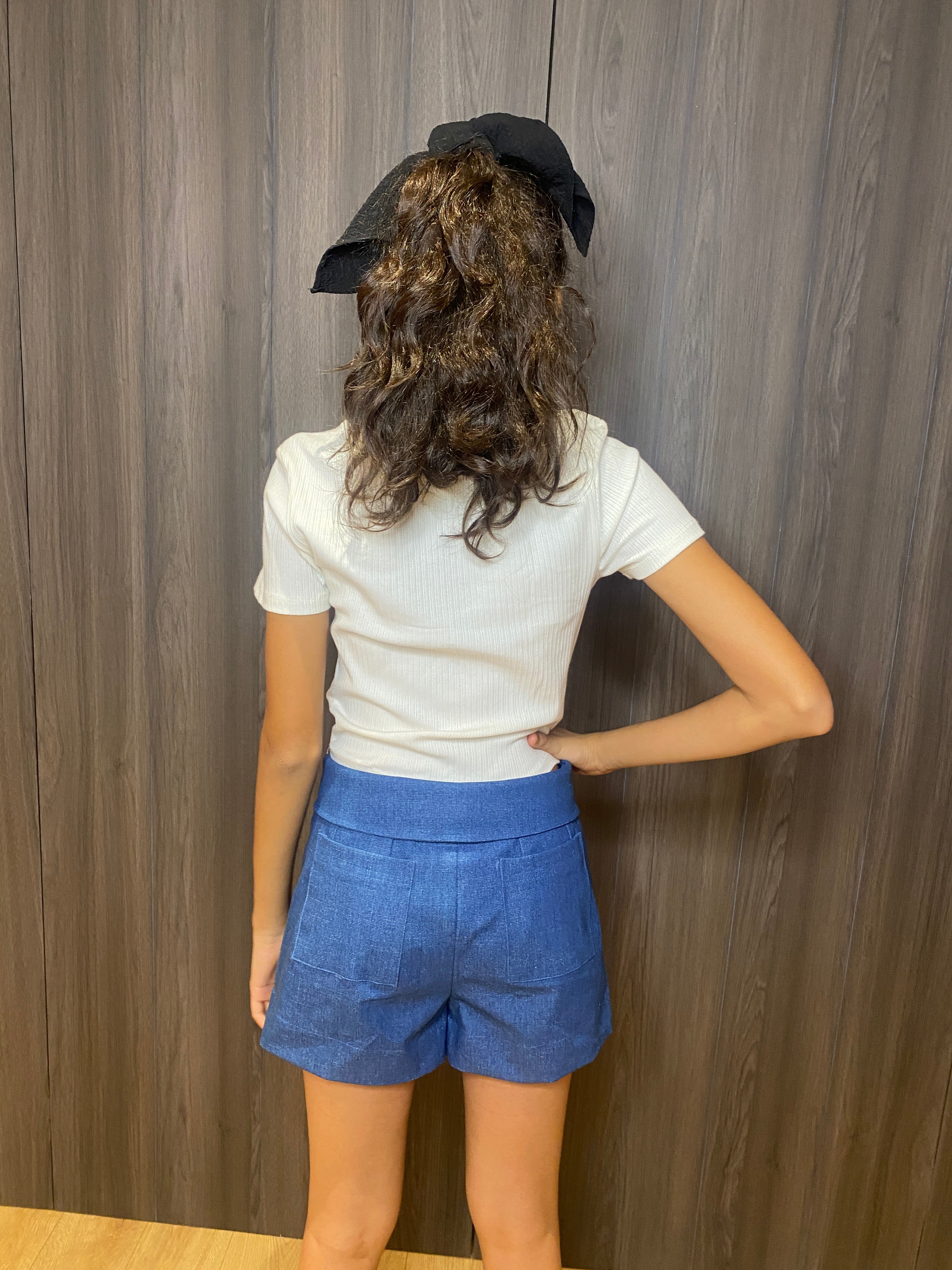 Collar Denim Shorts