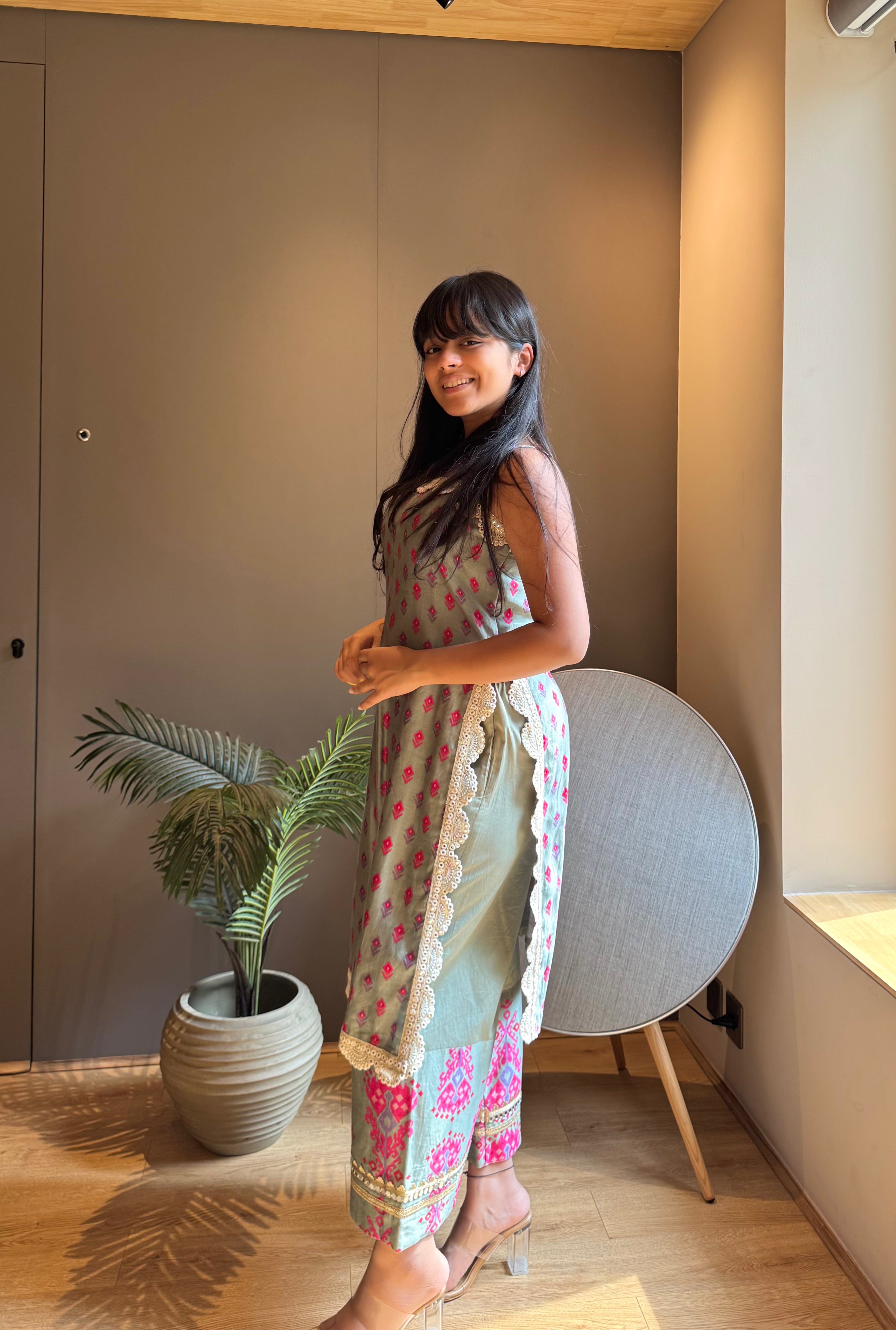 Chanderi Printed Kurta Set