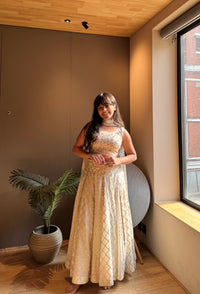 White Brocade Lehenga Set
