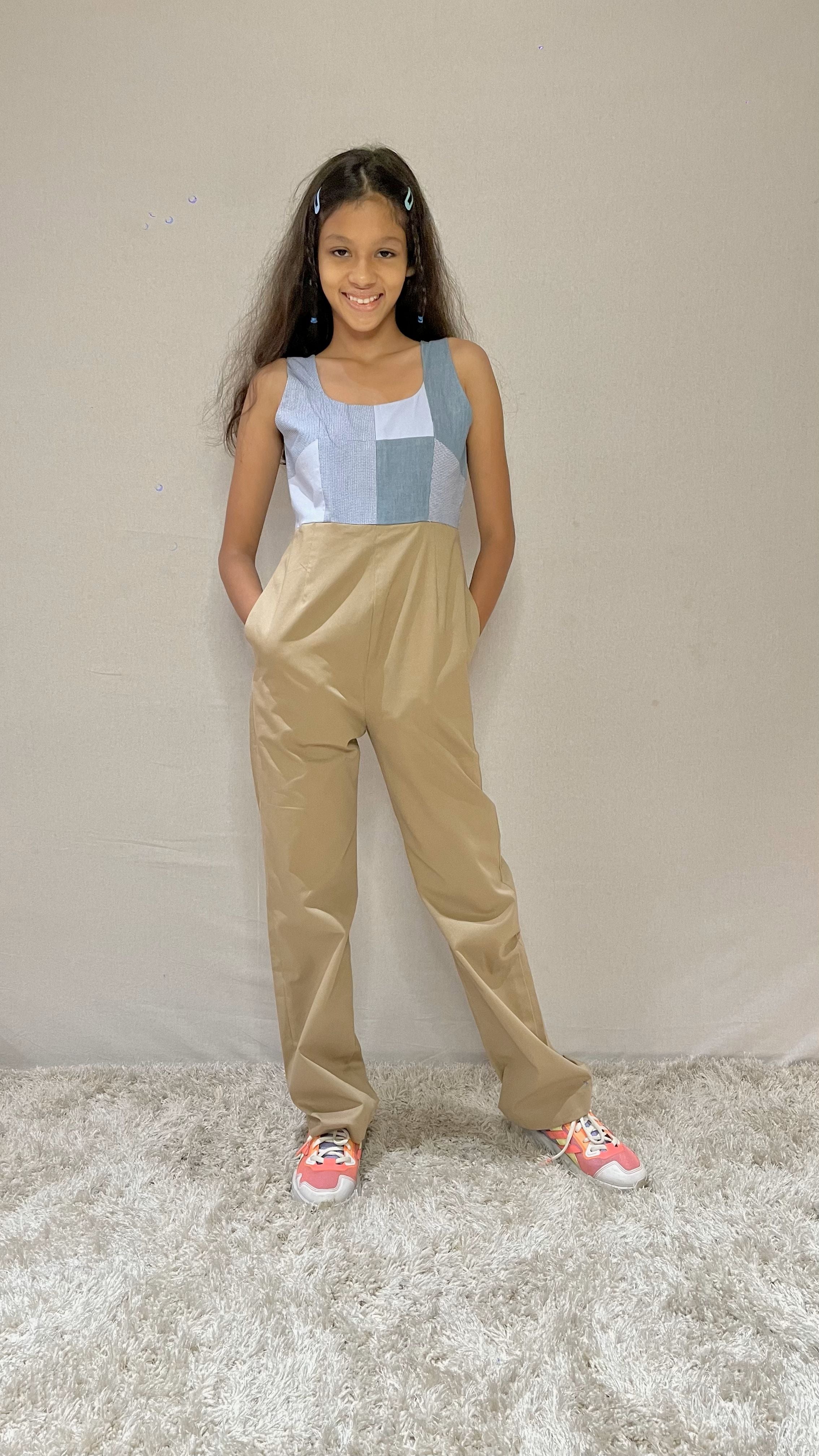 Patch Me Up Beige Jumpsuit