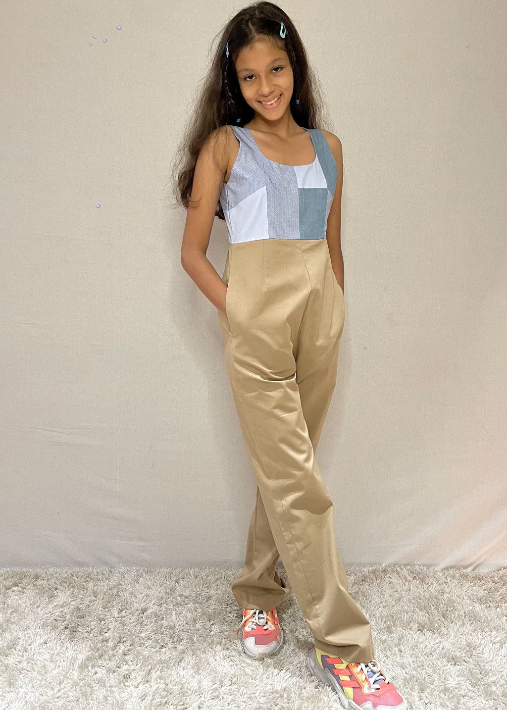 Patch Me Up Beige Jumpsuit