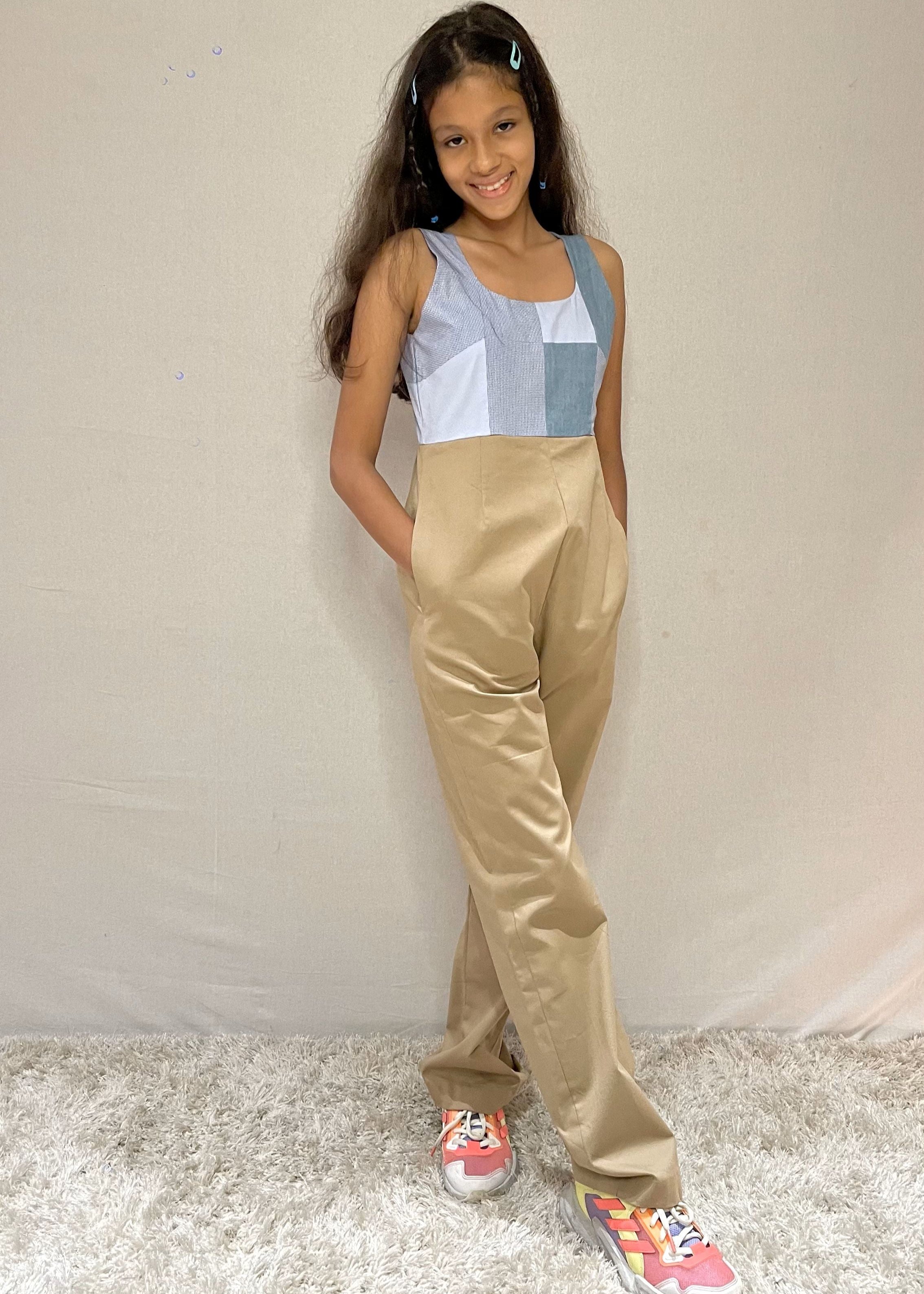 Patch Me Up Beige Jumpsuit