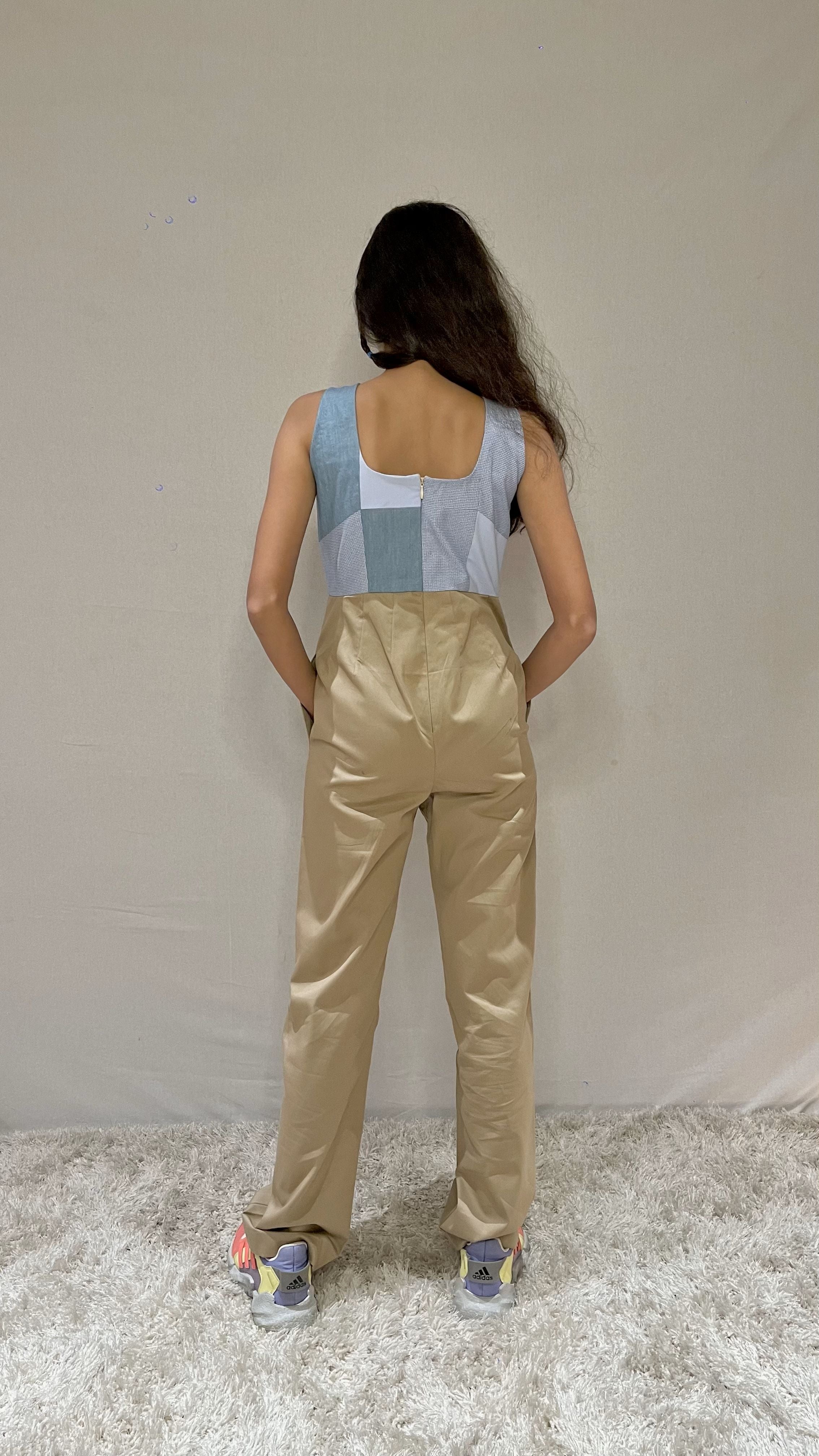 Patch Me Up Beige Jumpsuit