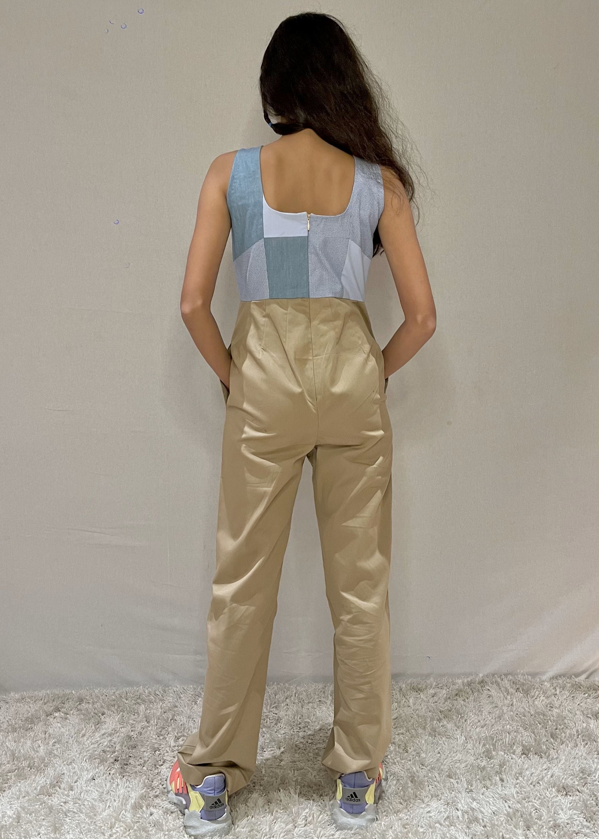 Patch Me Up Beige Jumpsuit
