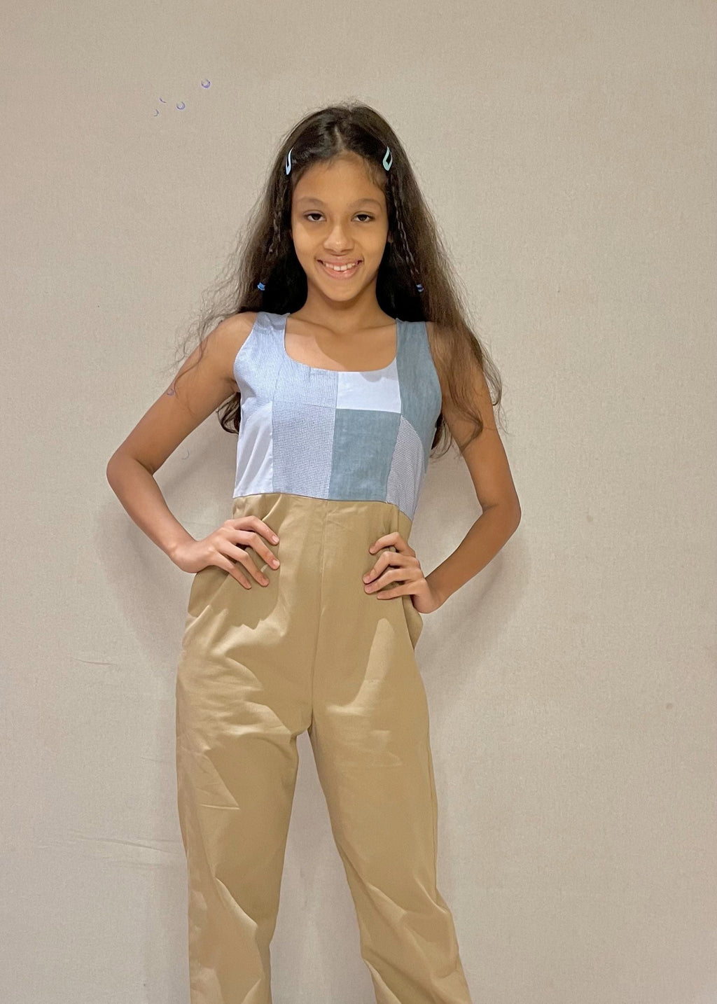 Patch Me Up Beige Jumpsuit