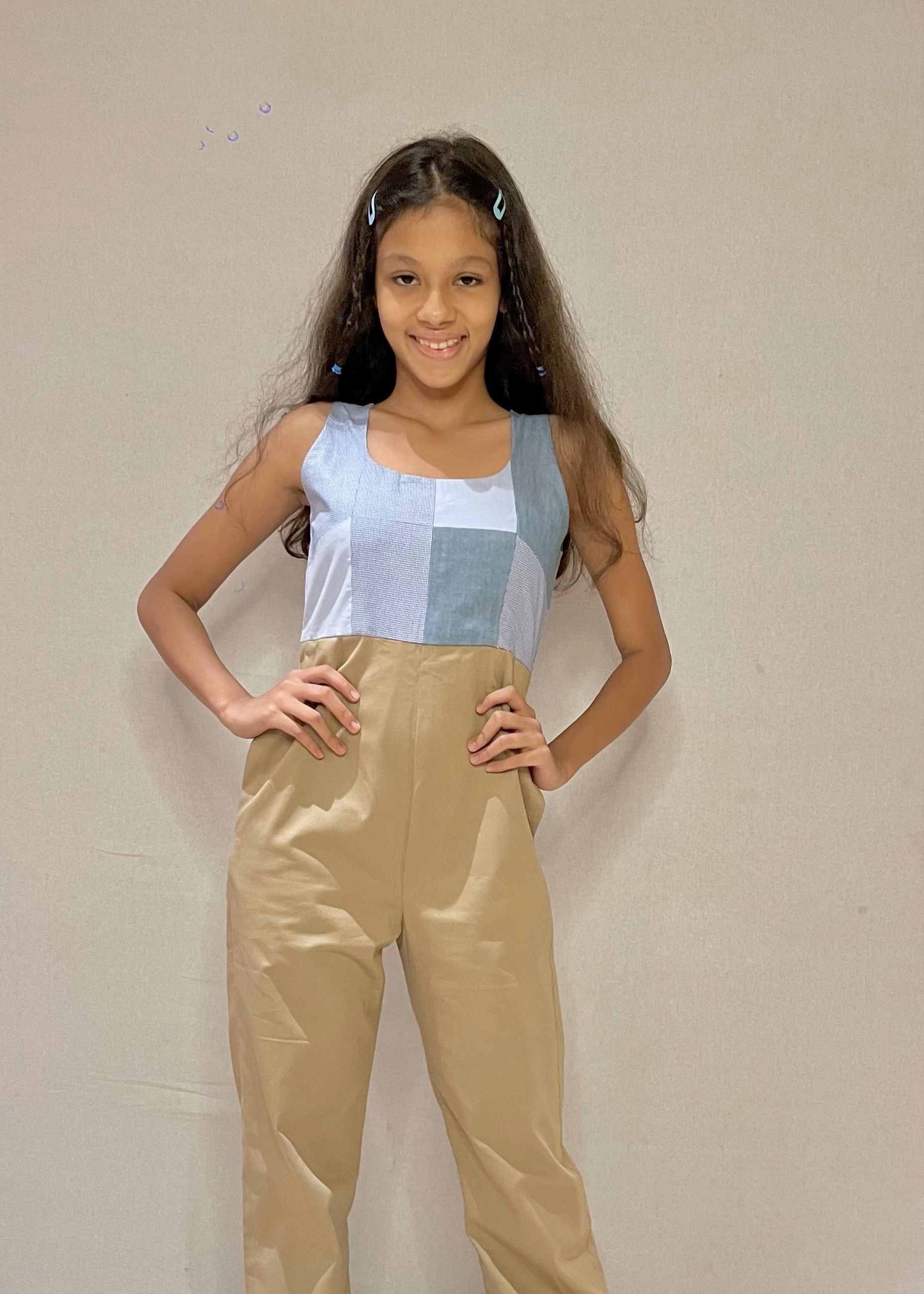 Patch Me Up Beige Jumpsuit