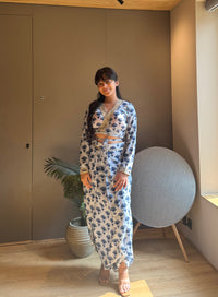 Indigo Wrap Top with Dhoti Set