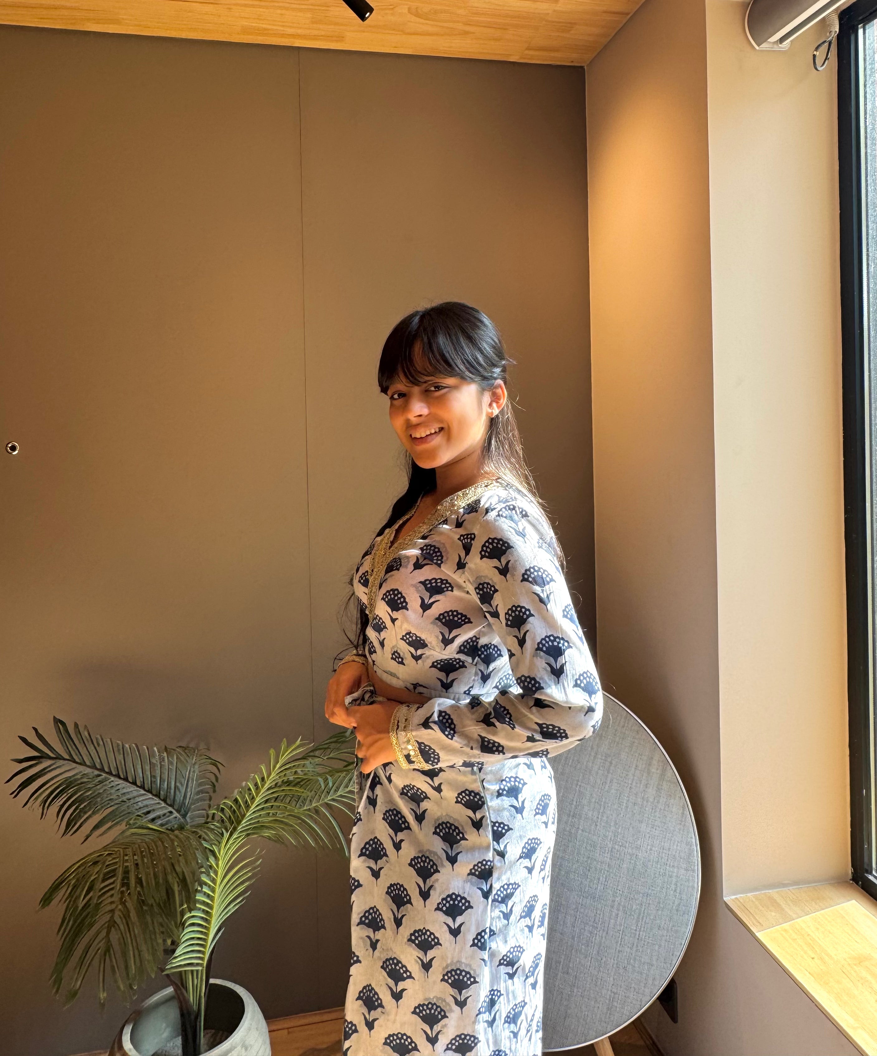 Indigo Wrap Top with Dhoti Set