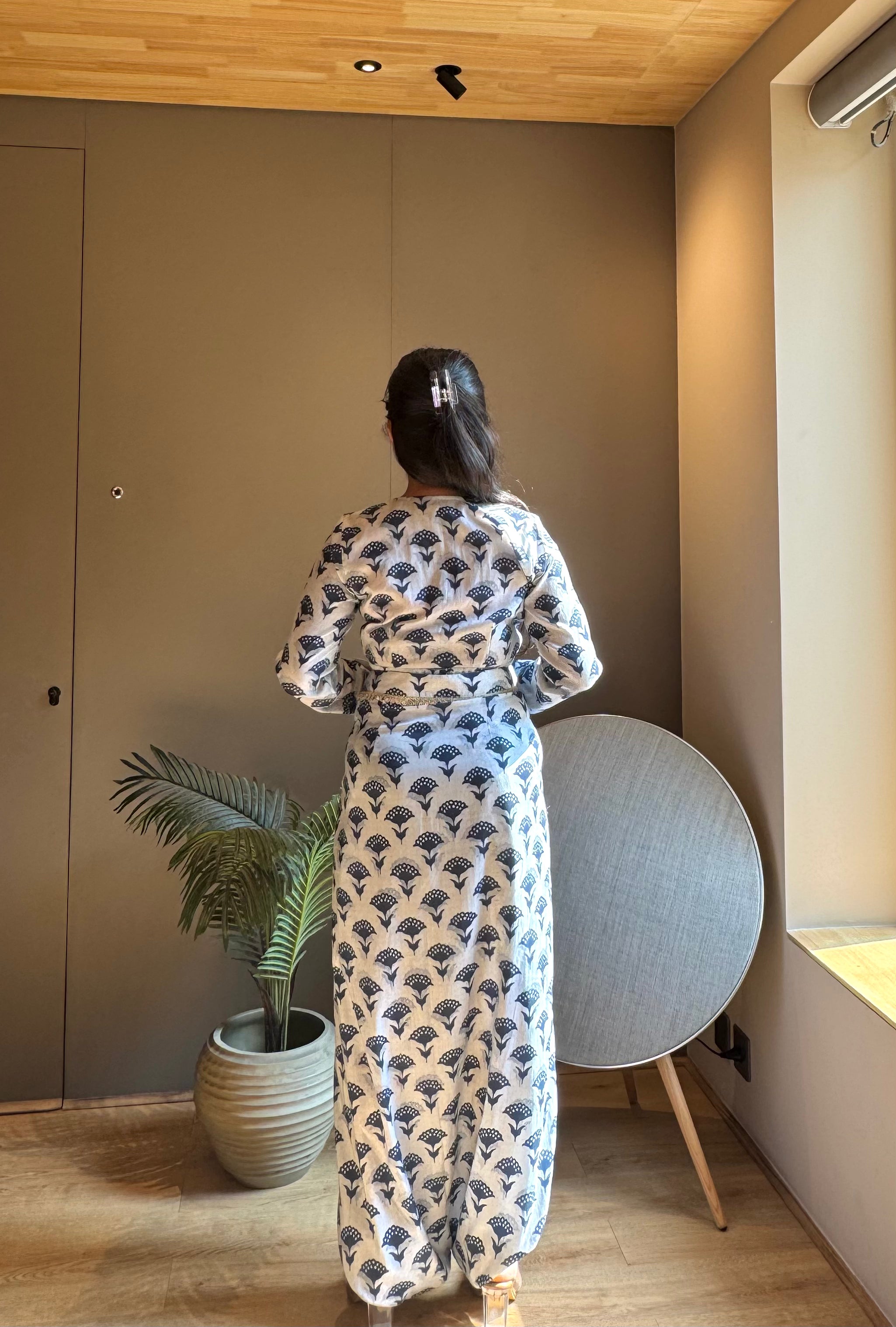 Indigo Wrap Top with Dhoti Set