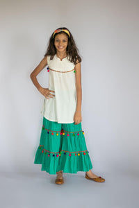 Off White Kurta with Sharara Set - 10 Yrs