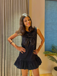 Black Dress With Sequence Bow