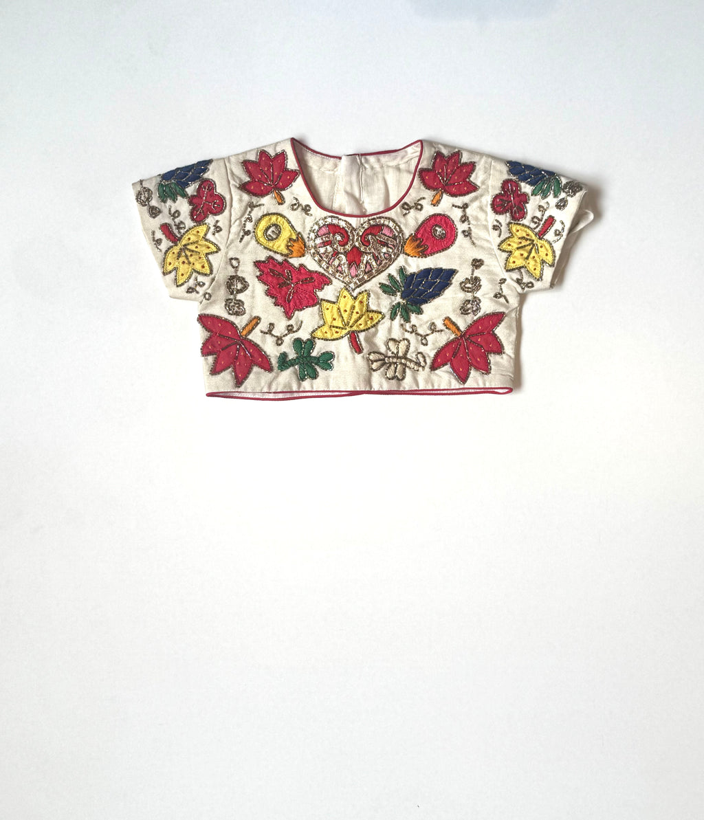 Applique Blouse with Cotton Silk Kali Pants