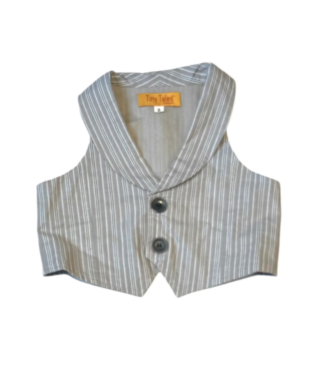 Grey Stripes Waistcoat With Shorts