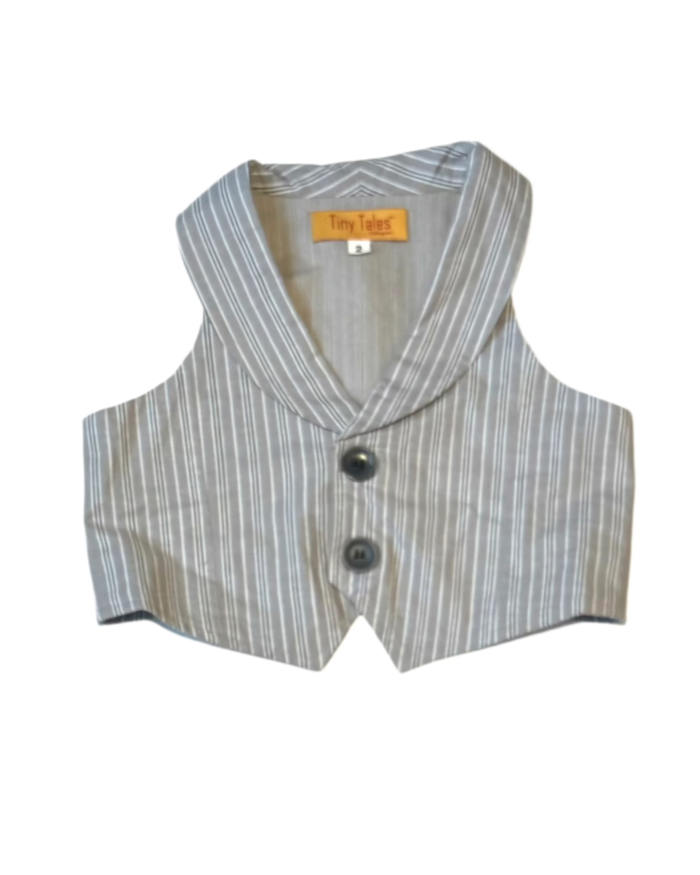 Grey Stripes Waistcoat With Shorts