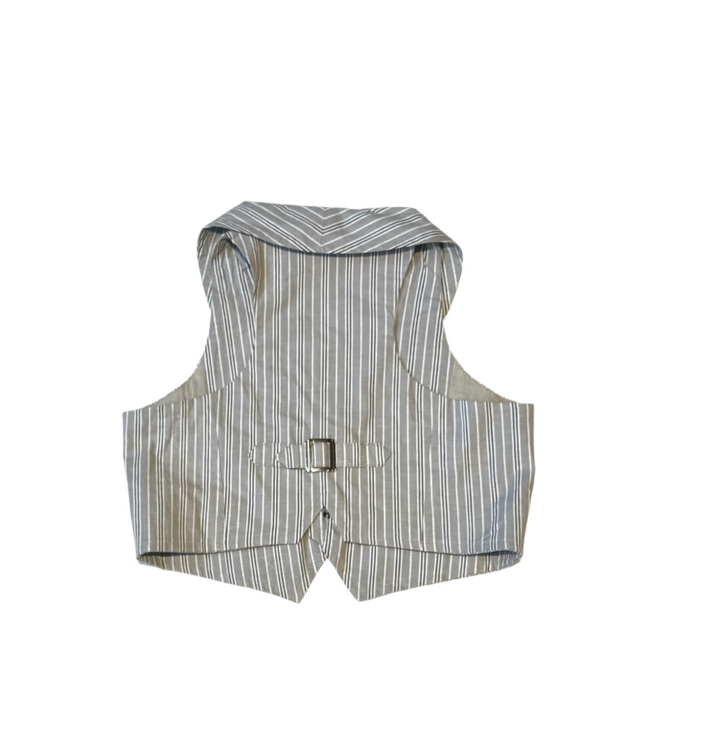 Grey Stripes Waistcoat With Shorts
