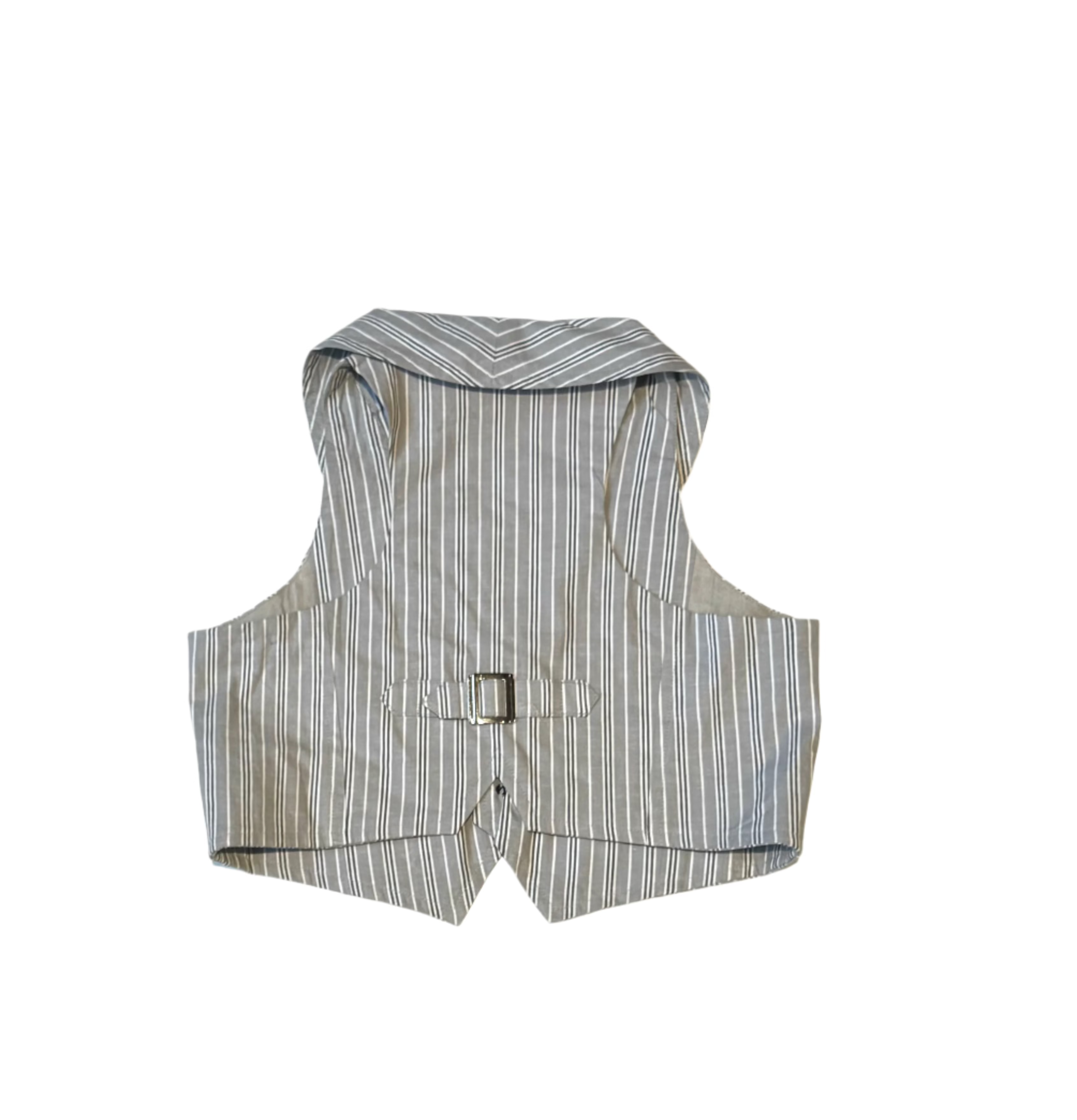 Grey Stripes Waistcoat With Shorts