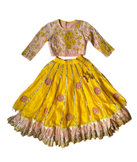 Yellow & Pink Embroidered Lehenga Set