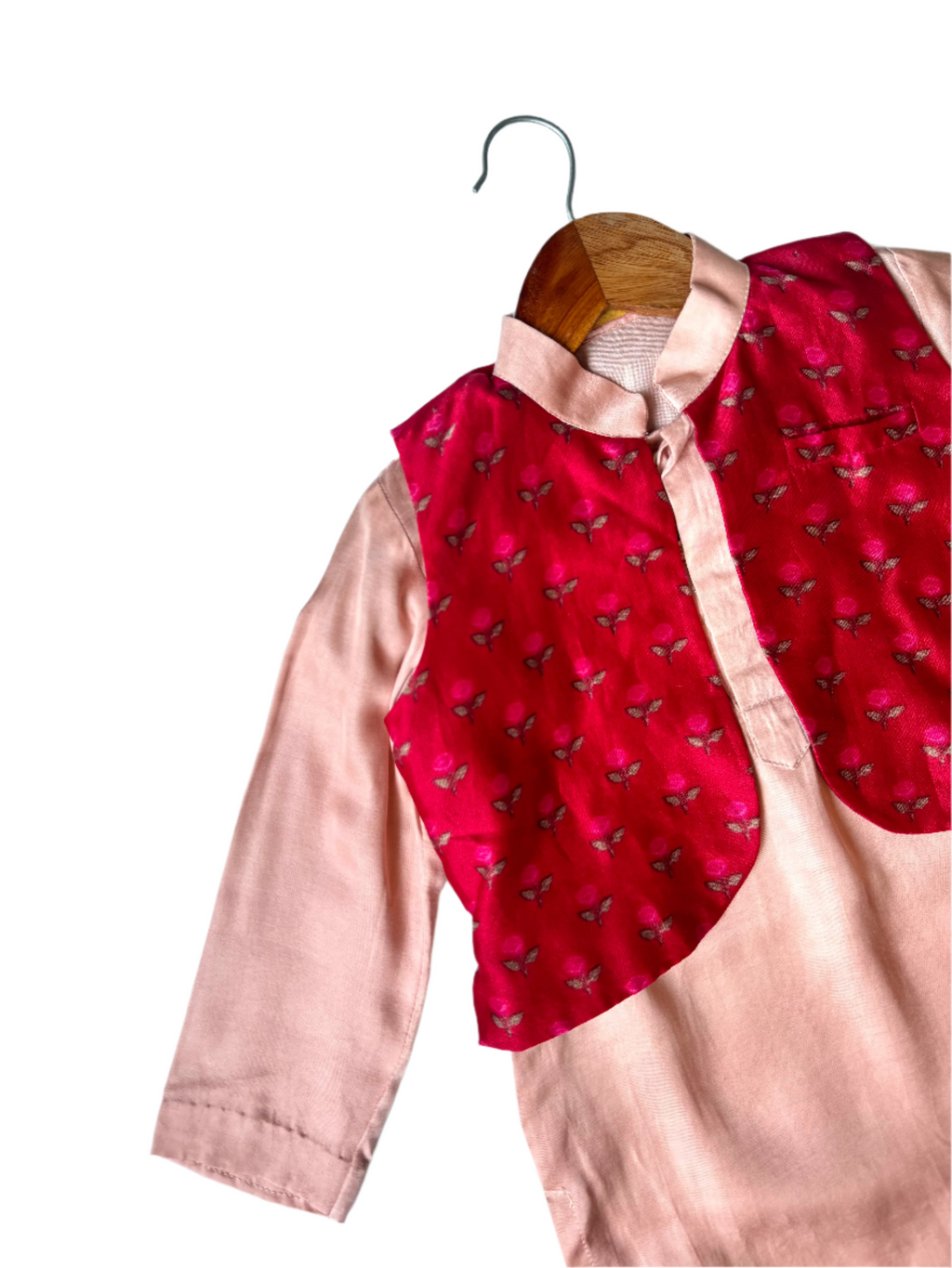 Pink Kurta with Attached Jacket and Pants