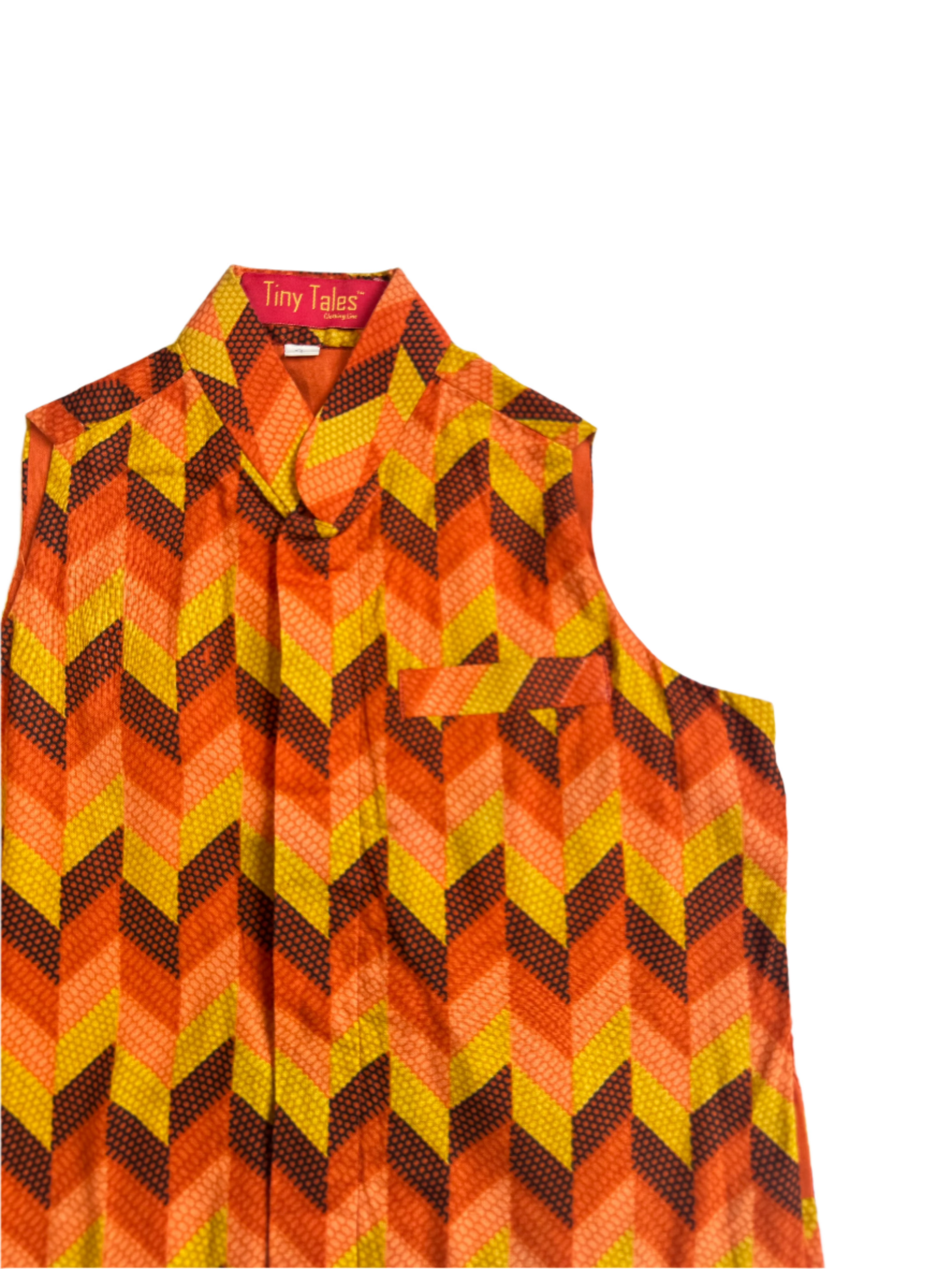 Printed Orange Waistcoat