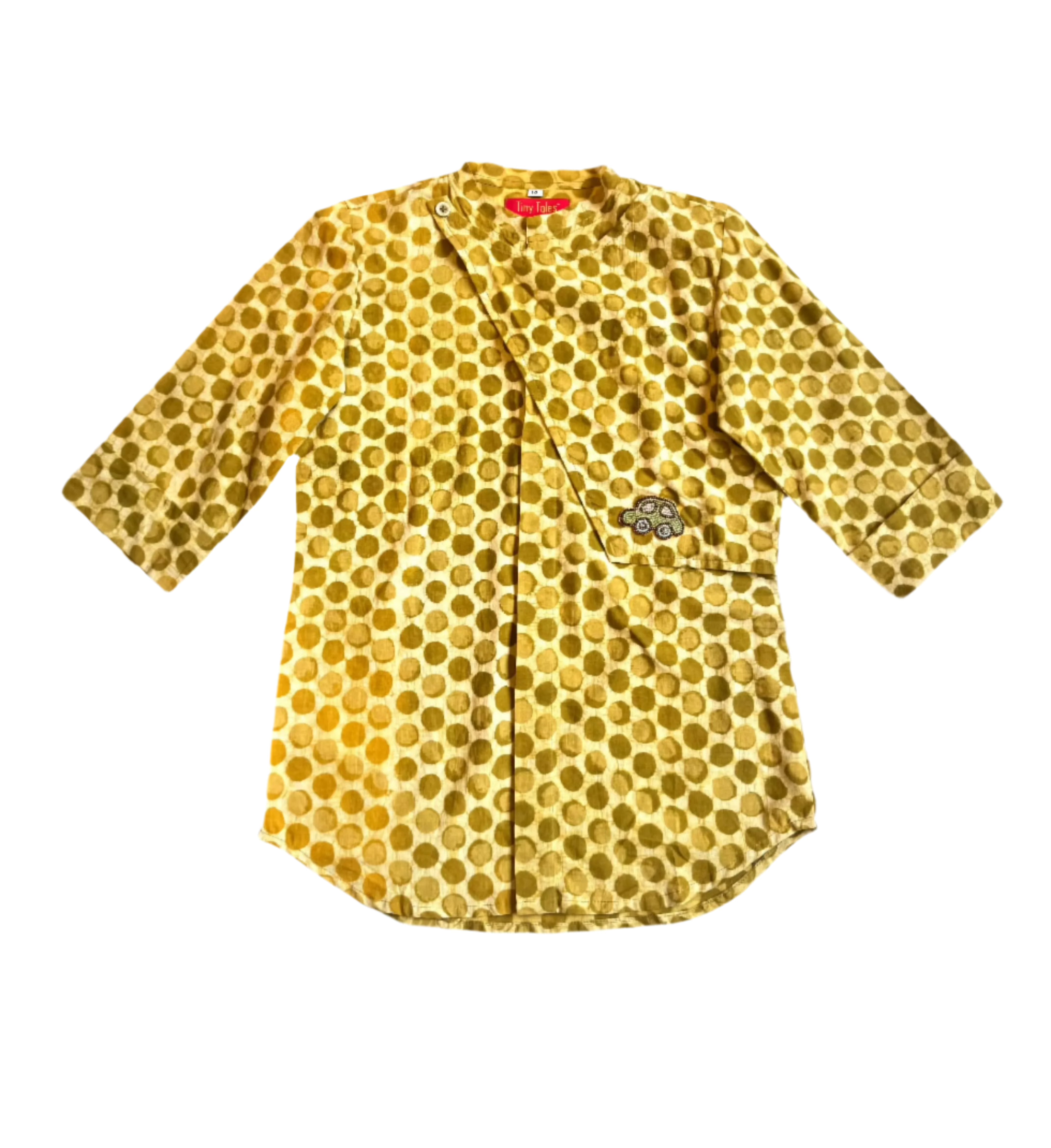 Green Dabu Flap Kurta With Motif