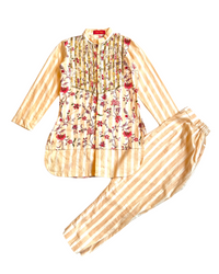 Off White Floral Kurta Set