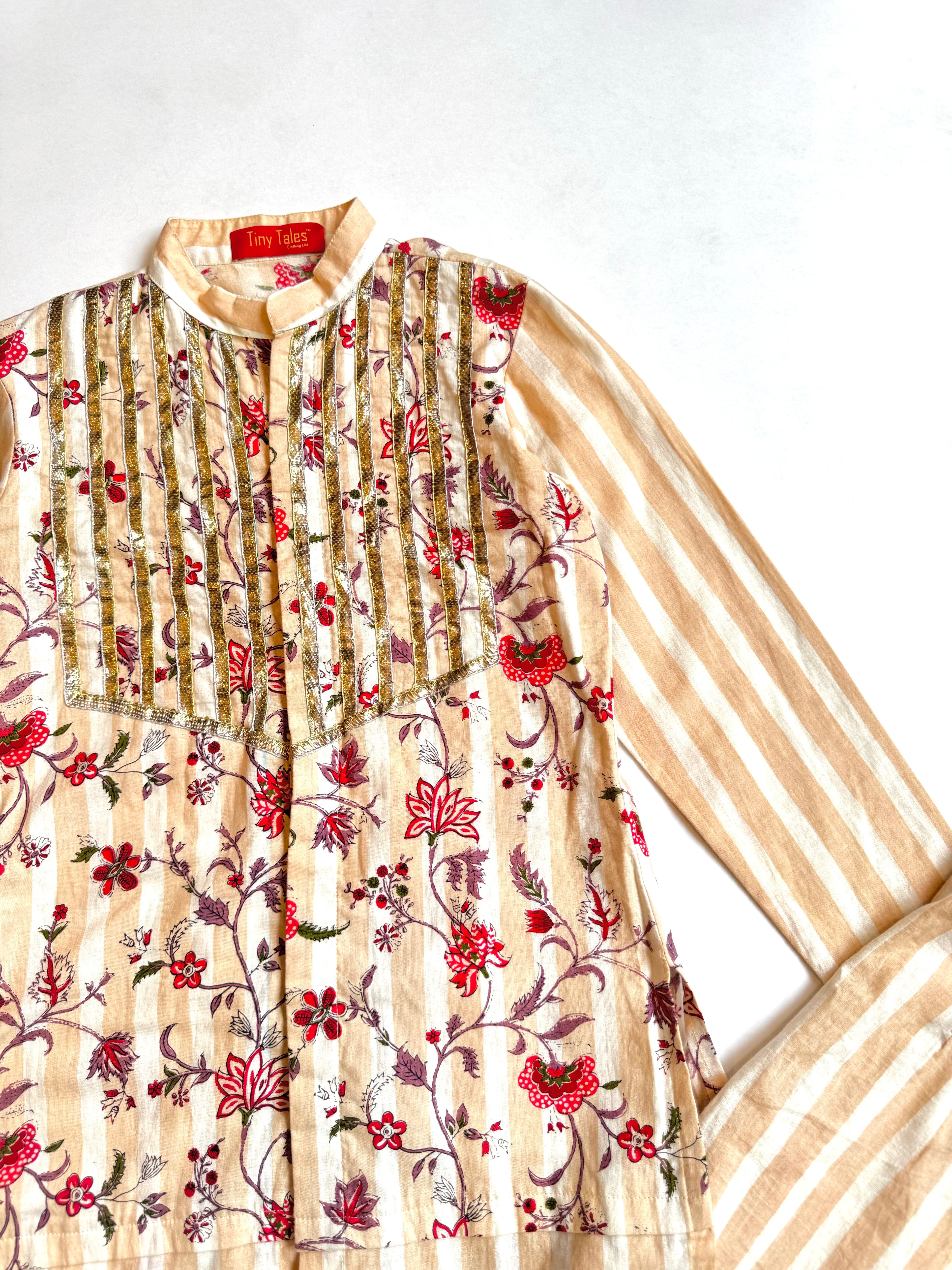 Off White Floral Kurta Set