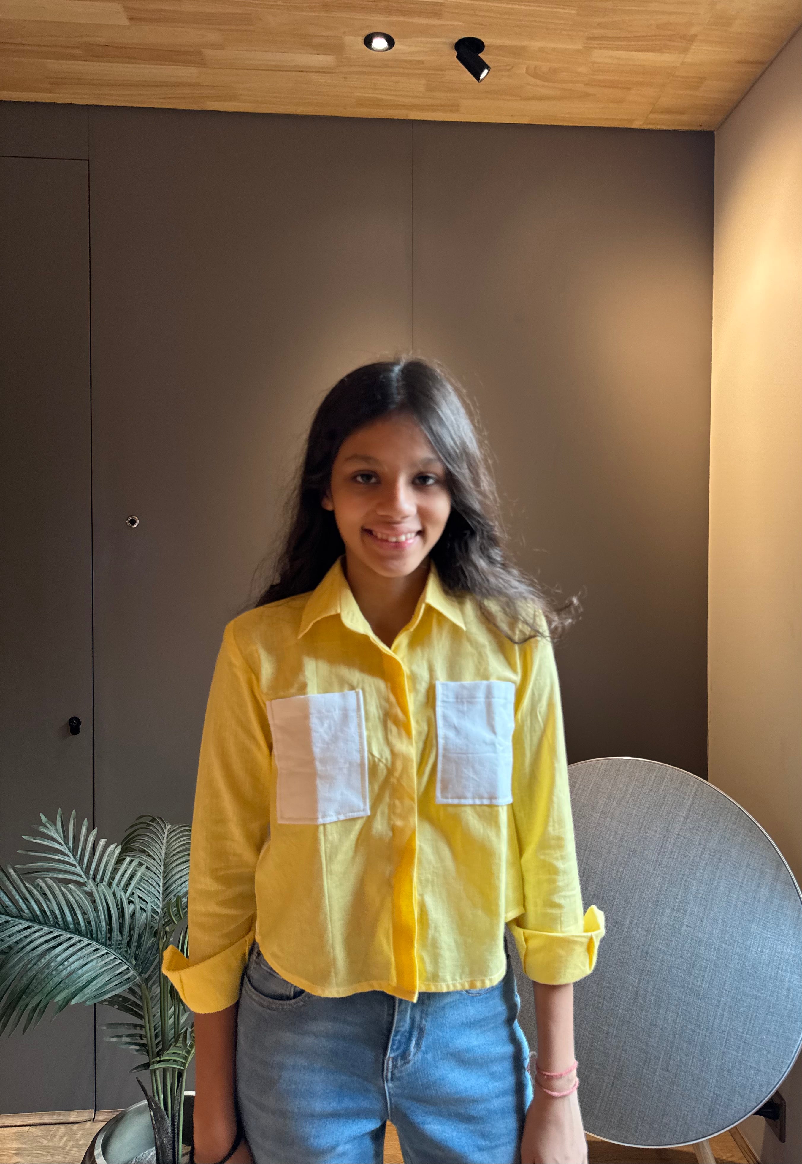 Lemon And White Back Tie Shirt