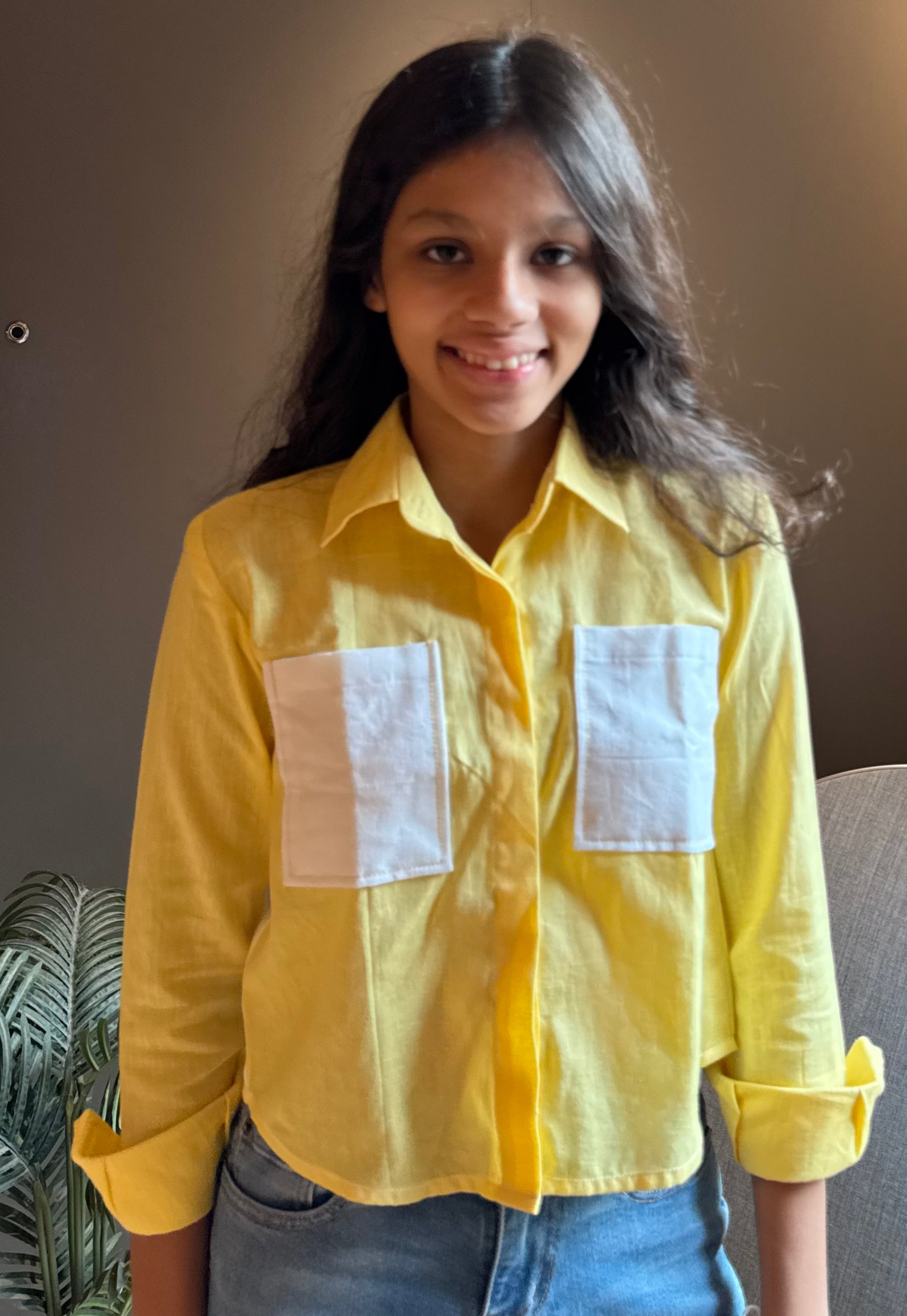 Lemon And White Back Tie Shirt