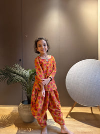 Mustard Printed Dhoti Kurta Set