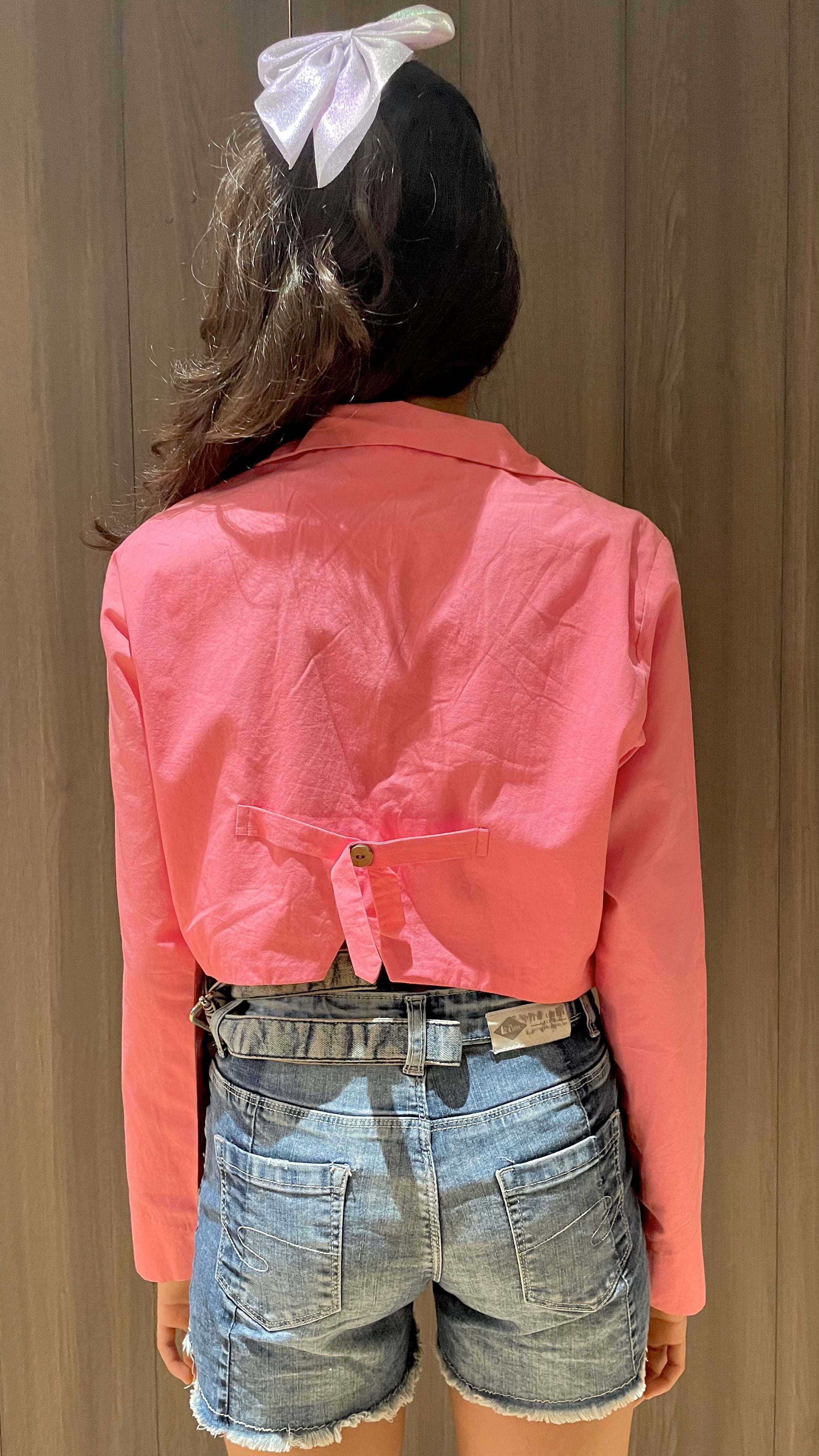 Pink Boxy Lapel Top