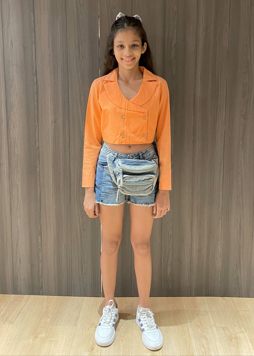 Orange Boxy Lapel Top