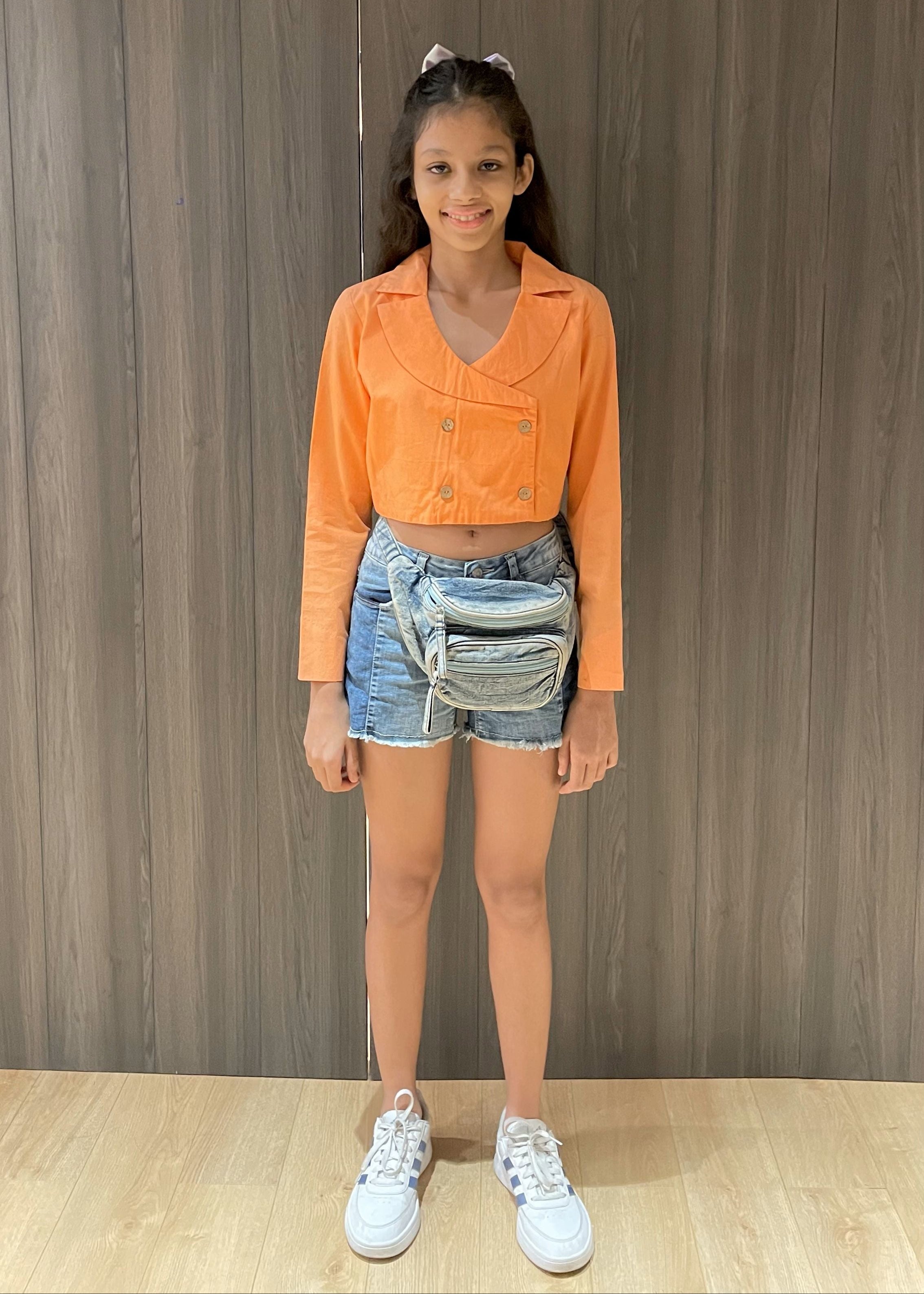 Orange Boxy Lapel Top