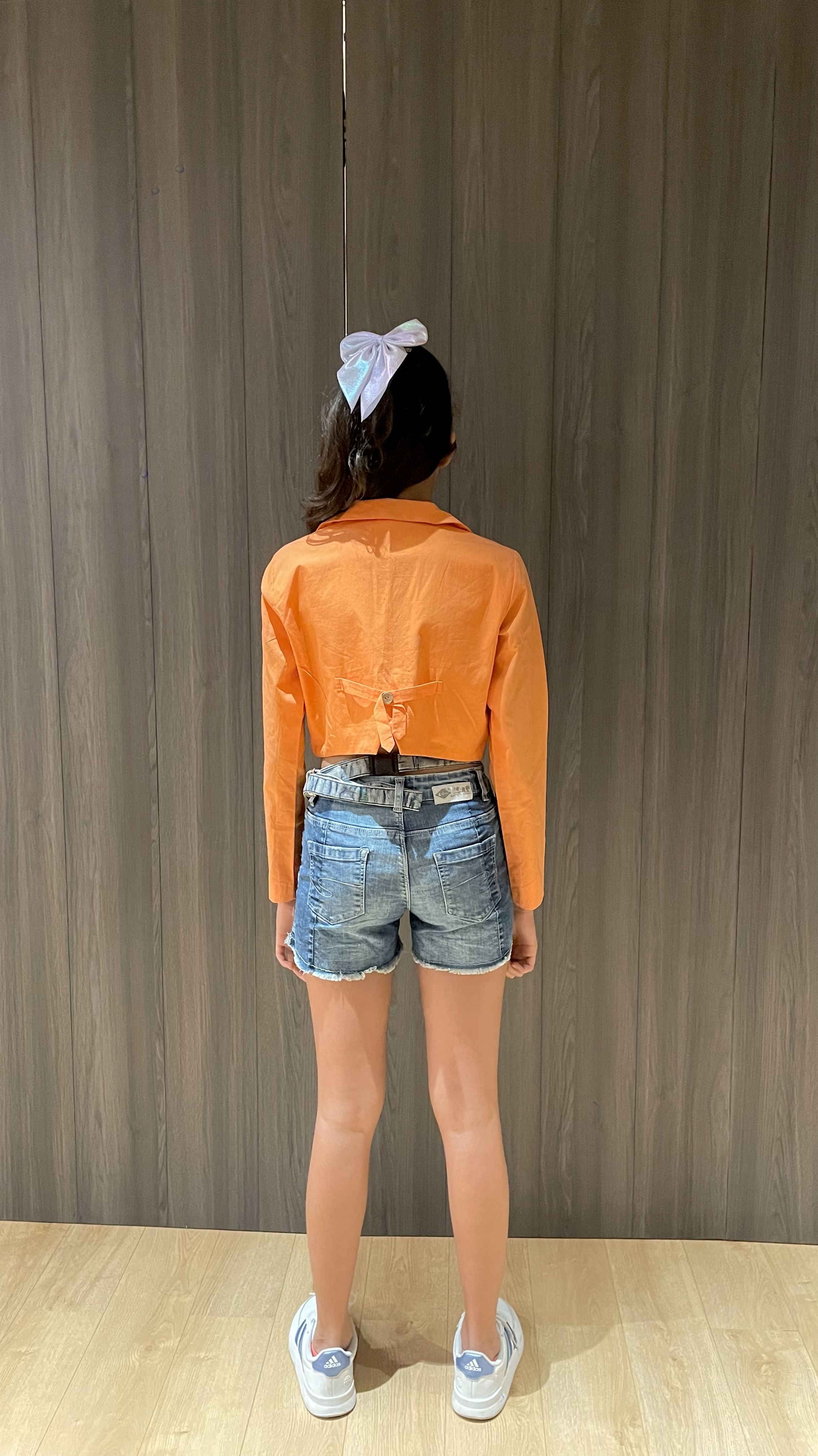 Orange Boxy Lapel Top