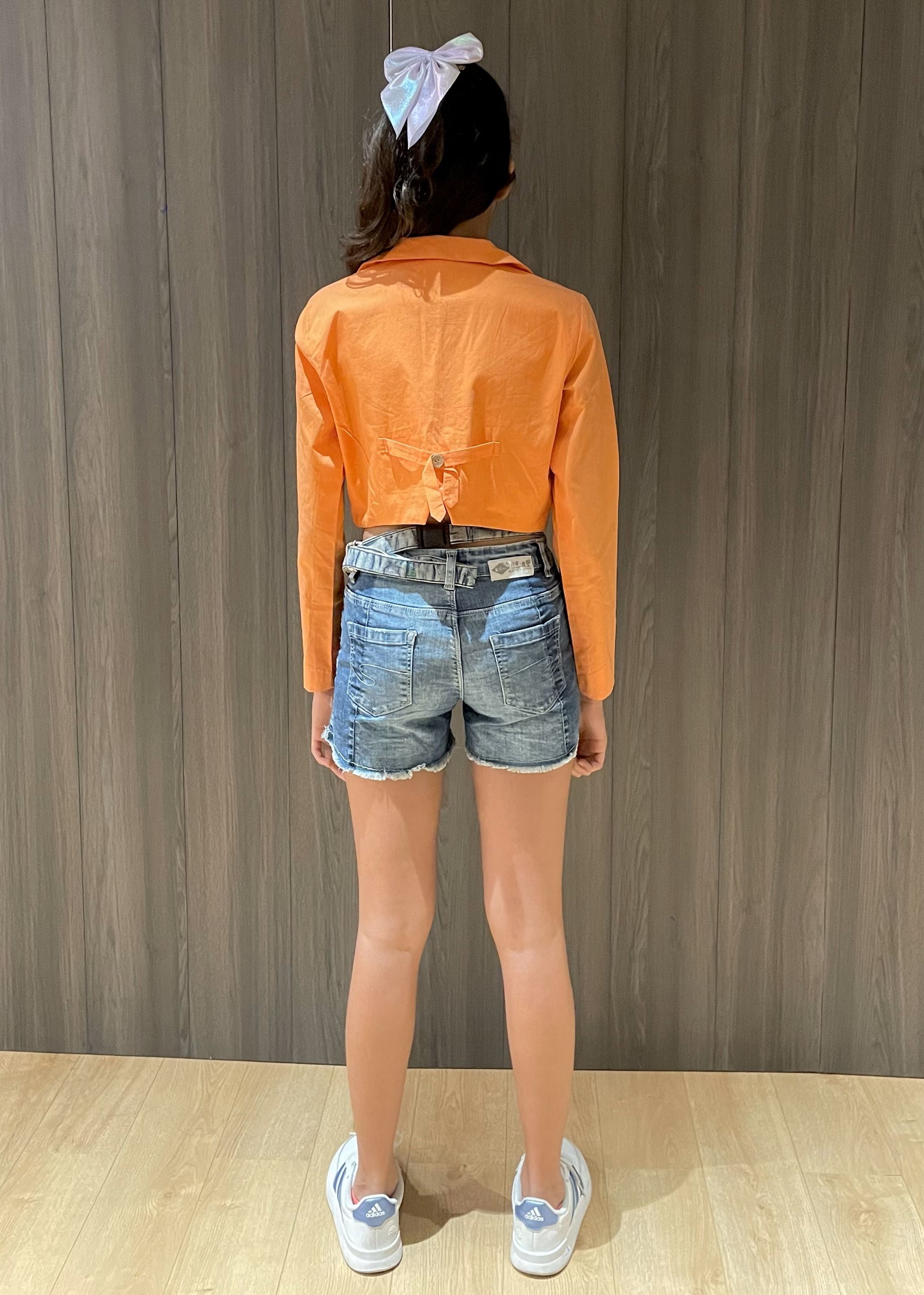 Orange Boxy Lapel Top
